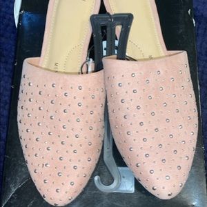 Flat Pink Mules with Grommet detail